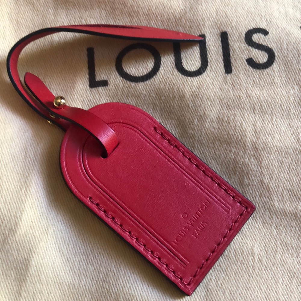 Louis Vuitton Red Leather Luggage Tag (Small)